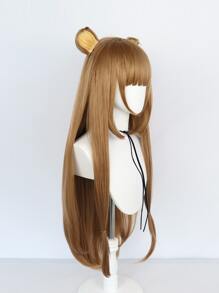 Peluca sintética cosplay extra larga recto con tupe - Marrón - Ver 5