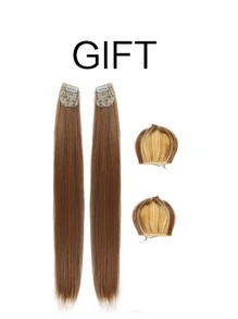 Peluca sintética cosplay extra larga recto con tupe - Marrón - Ver 9