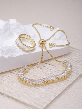 Pulsera zirconia cúbica & Anillo