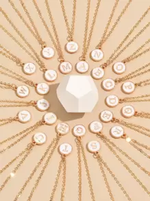 1 pieza Collar de cadena con diseño de letra - Amarillo Oro - Ver 1