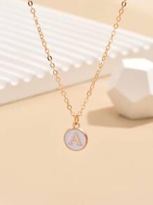 1 pieza Collar de cadena con diseño de letra - Amarillo Oro - Ver 2