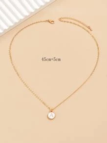 1 pieza Collar de cadena con diseño de letra - Amarillo Oro - Ver 3