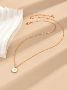 1 pieza Collar de cadena con diseño de letra - Amarillo Oro - Ver 4