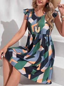 EMERY ROSE Đầm Túi Xù Tất cả trên in Hình học Giải trí - Nhiều màu - Xem 1