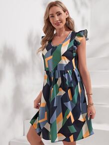 EMERY ROSE Đầm Túi Xù Tất cả trên in Hình học Giải trí - Nhiều màu - Xem 3