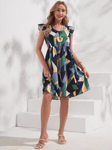 EMERY ROSE Đầm Túi Xù Tất cả trên in Hình học Giải trí - Nhiều màu - Xem 4