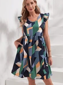 EMERY ROSE Đầm Túi Xù Tất cả trên in Hình học Giải trí - Nhiều màu - Xem 6