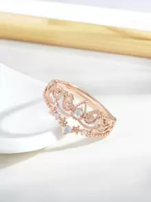 Rhinestone Decor Ring - Rose Gold - View 2