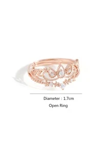 Rhinestone Decor Ring - Rose Gold - View 4