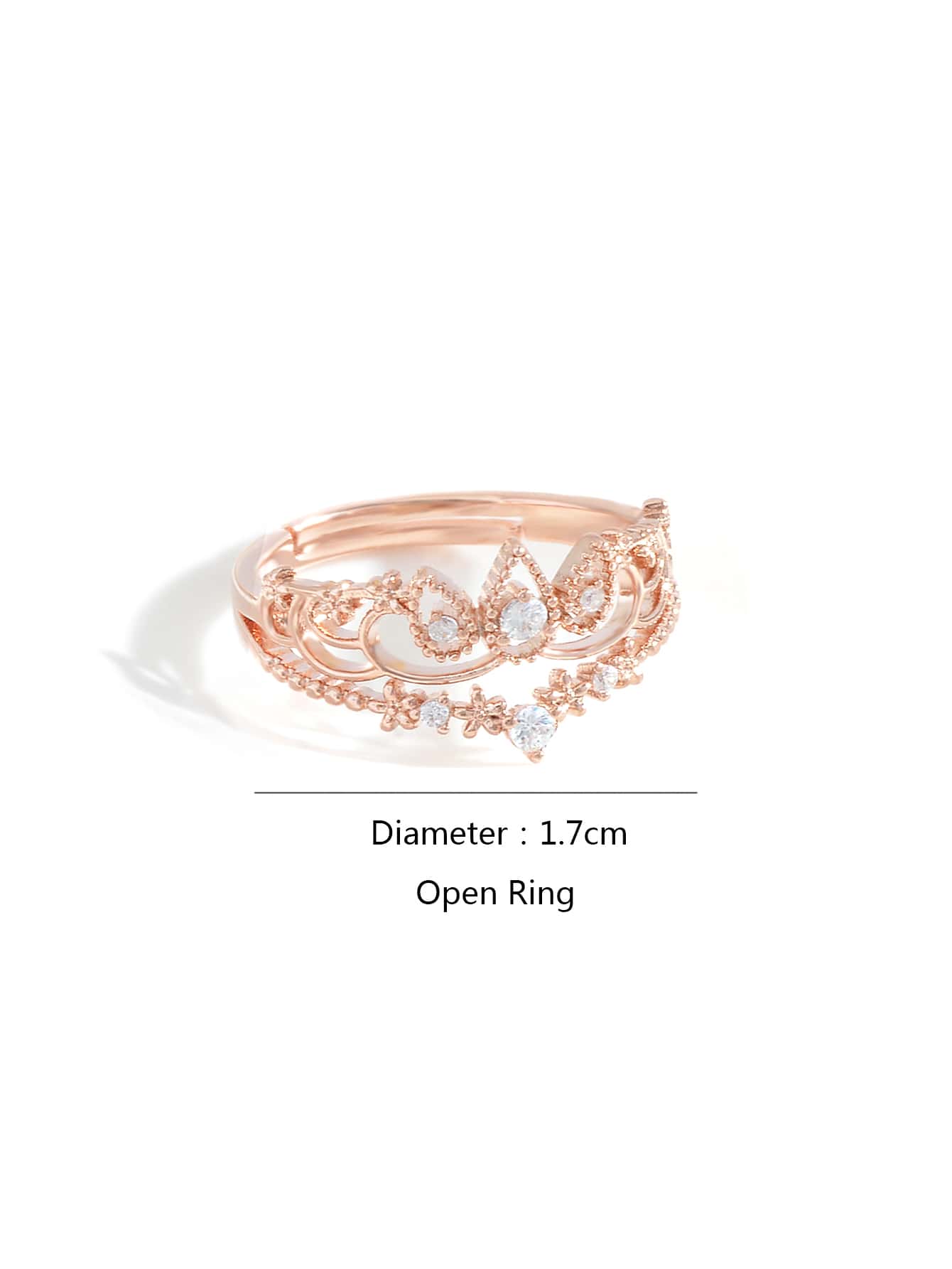 Rhinestone Decor Ring - Rose Gold - View 3