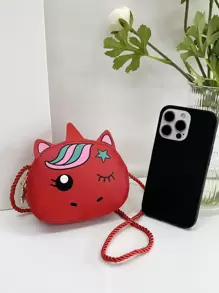 1 件 Young Girlpu 皮革拉鍊閉合可愛兒童迷你斜背包適合日常使用,四季皆宜