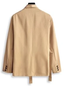 Manfinity AFTRDRK Áo cộc tay Nam Thắt nút màu trơn Giải trí - Màu Khaki - Xem 2