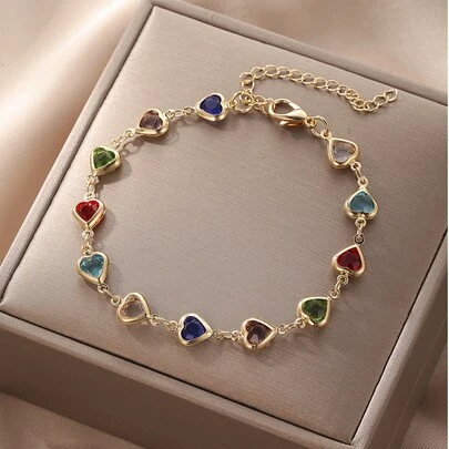 Rhinestone Heart Decor Bracelet Valentines