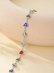 水钻心形装饰手链情人节 - 彩色 - 查看 2