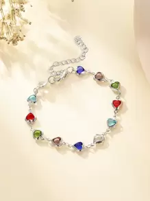 水钻心形装饰手链情人节 - 彩色 - 查看 3