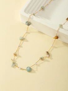 石頭裝飾腰鏈 - 金黃色 - 查看 2