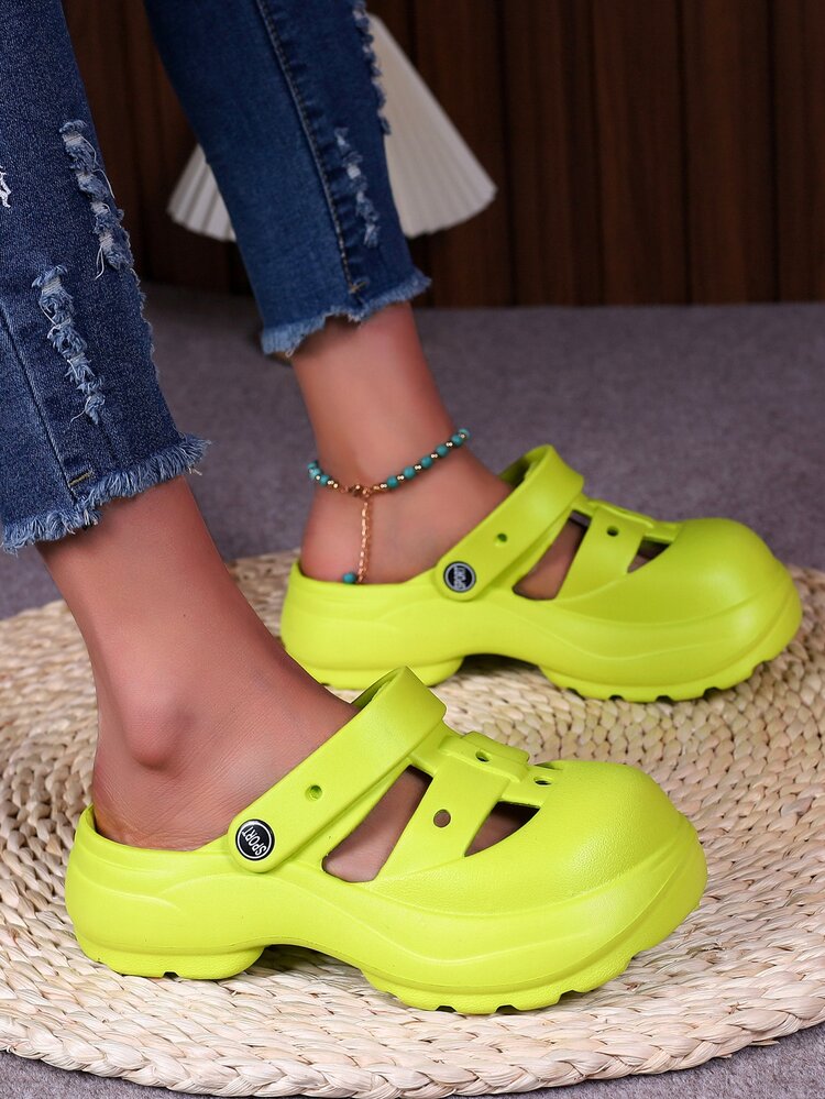Women Cut Out Clogs, Fashion Outdoor EVA Vent Clogs - Green - View 4