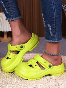 Women Cut Out Clogs, Fashion Outdoor EVA Vent Clogs - Green - View 5