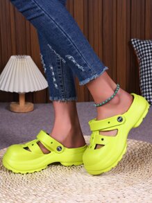 Women Cut Out Clogs, Fashion Outdoor EVA Vent Clogs - Green - View 6