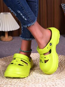 Women Cut Out Clogs, Fashion Outdoor EVA Vent Clogs - Green - View 7