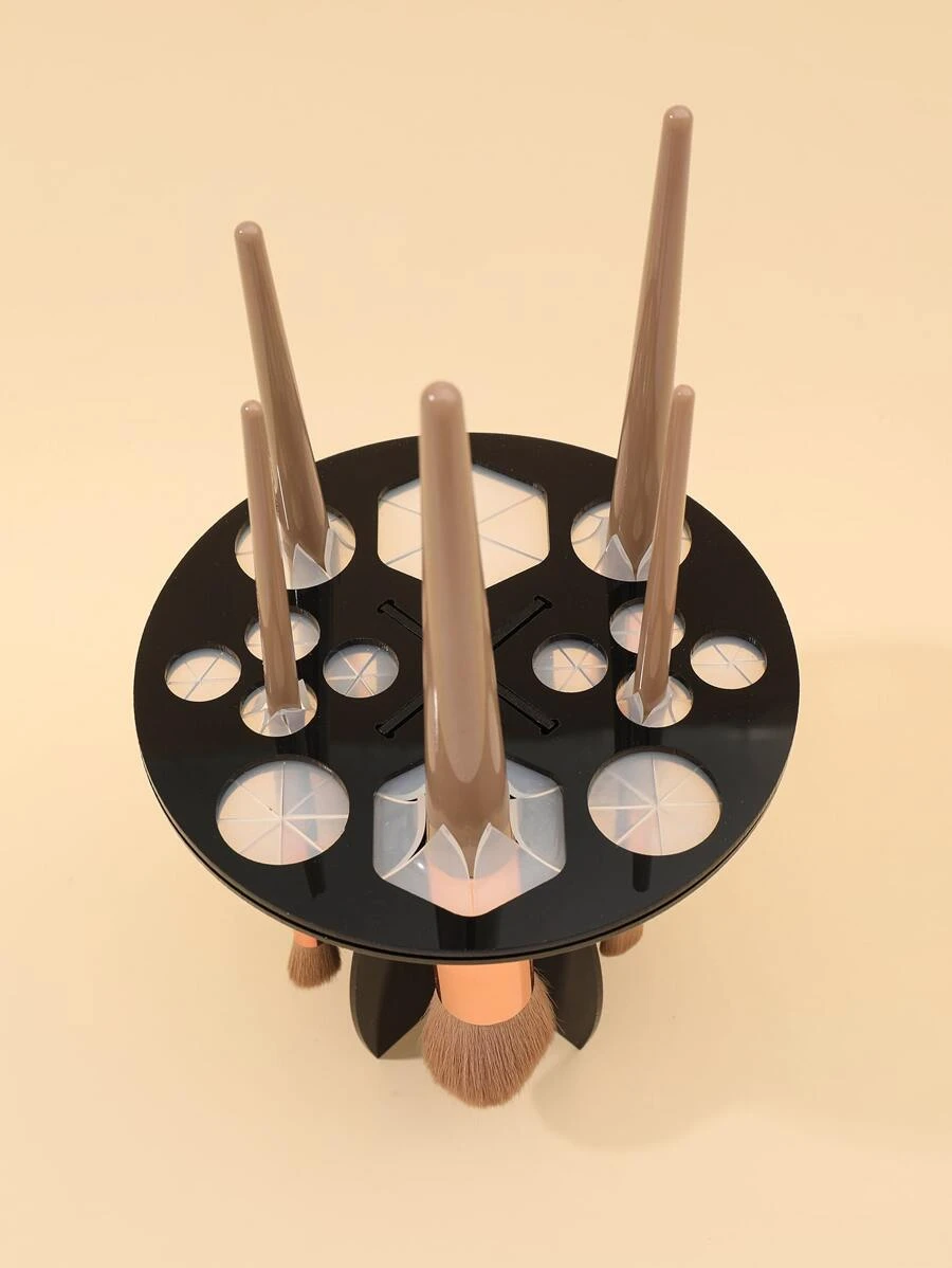 幾何設計化妝刷乾燥架，1入組碗碟乾燥架大號亞克力支架用於展示化妝刷收納化妝刷架美容收納工具化妝品展示架支架化妝黑色 - 黑色 - 查看 1