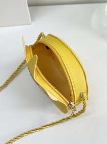 1個少女pu皮革拉鍊關閉可愛的兒童小型斜背包,適合四季日常使用 - 黃色 - 查看 4