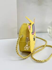 1個少女pu皮革拉鍊關閉可愛的兒童小型斜背包,適合四季日常使用 - 黃色 - 查看 5