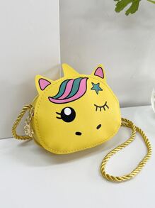 1個少女pu皮革拉鍊關閉可愛的兒童小型斜背包,適合四季日常使用 - 黃色 - 查看 6