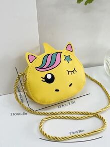 1個少女pu皮革拉鍊關閉可愛的兒童小型斜背包,適合四季日常使用 - 黃色 - 查看 7
