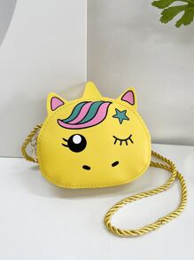 1個少女pu皮革拉鍊關閉可愛的兒童小型斜背包,適合四季日常使用 - 黃色 - 查看 10