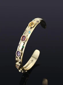 1 chiếc vòng tay cổ điển, trang sức thiết kế tối giản sang trọng, phụ kiện đa năng và thanh lịch dành cho phụ nữ - Vàng - Xem 2