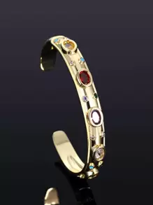 1 chiếc vòng tay cổ điển, trang sức thiết kế tối giản sang trọng, phụ kiện đa năng và thanh lịch dành cho phụ nữ - Vàng - Xem 1