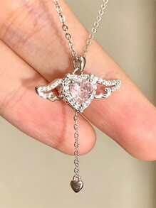 Vòng cổ trái tim & cánh đính đá Cubic Zirconia - Nhiều màu - Xem 2