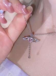 Vòng cổ trái tim & cánh đính đá Cubic Zirconia - Nhiều màu - Xem 1