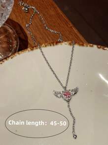 Vòng cổ trái tim & cánh đính đá Cubic Zirconia - Nhiều màu - Xem 4