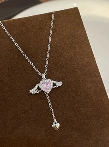 Vòng cổ trái tim & cánh đính đá Cubic Zirconia - Nhiều màu - Xem 5