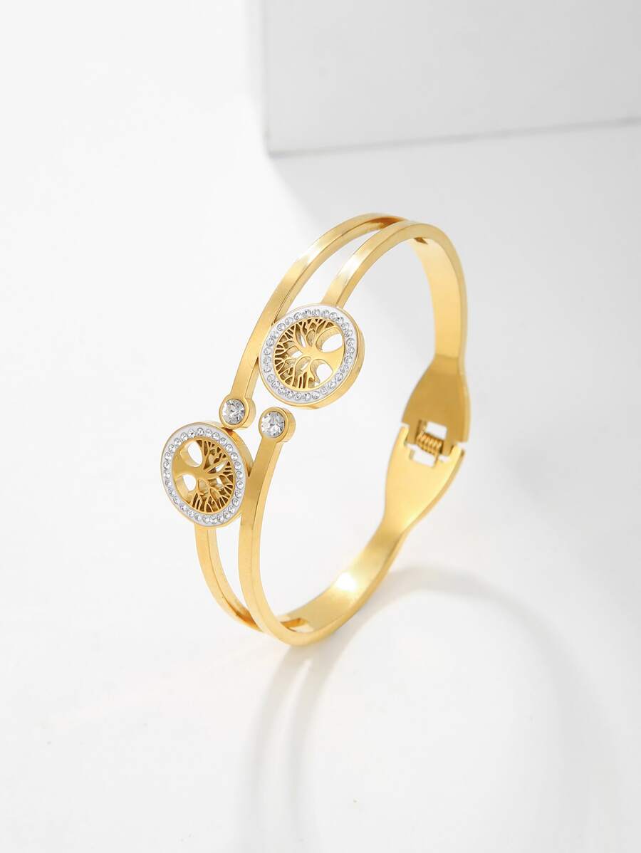 RINTOLER Cubic Zirconia Decor Bangle - Yellow Gold - View 1