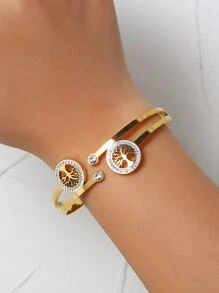 RINTOLER Cubic Zirconia Decor Bangle - Yellow Gold - View 4