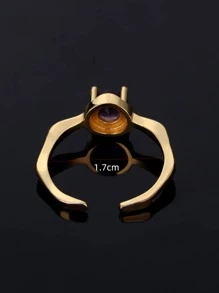 Rhinestone Decor Cuff Ring - Purple - View 3