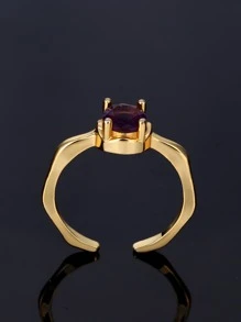 Rhinestone Decor Cuff Ring - Purple - View 5