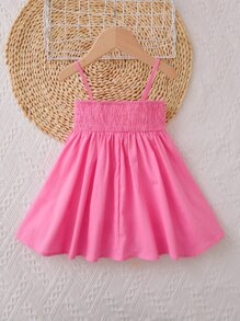 SHEIN Đứa bé gái Hoa Crochet trang trí Váy Dây - Hồng - Xem 7