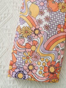 SHEIN Mono Con Estampado Floral Y Borde De Volantes Para Bebés Niña - Naranja - Ver 8