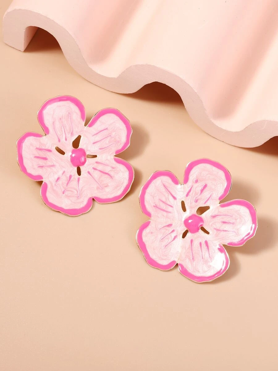 Flower Stud Earrings - Multicolor - View 1