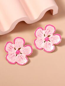 Flower Stud Earrings - Multicolor - View 2