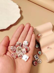 20入組/套隨機花朵圖案人造珍珠設計DIY珠子 - 彩色 - 查看 2