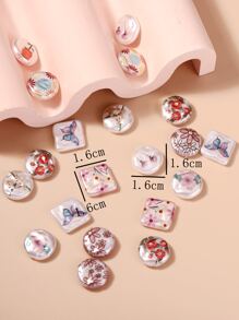 20入組/套隨機花朵圖案人造珍珠設計DIY珠子 - 彩色 - 查看 3