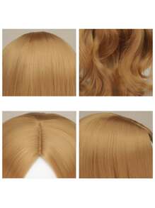 Trang phục hóa trang Megan Tóc giả M3GAN Megan Tóc giả tổng hợp xoăn dài màu nâu gừng cho tiệc hóa trang Halloween - Vàng - Xem 5