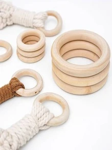 2入組/套波西米亞木頭圓形手鐲適合女士DIY首飾製作 - 米色 - 查看 6