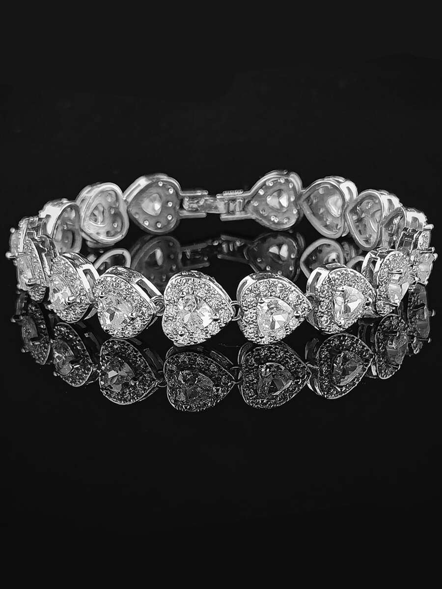 MOONSO Pulsera con diamante de imitación con adorno de corazón
