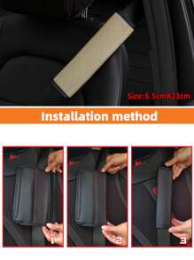 1 tấm bọc dây an toàn ô tô hình học dập nổi - Màu be - Xem 4